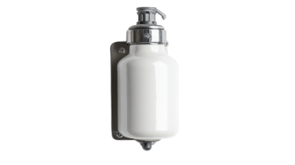 Eye wash station wall-mounted bottle holder, industrial emergency use, Transparent background, PNG file