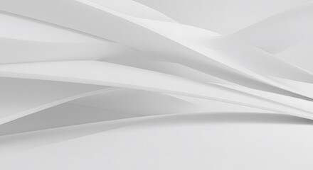 Minimalist White Abstract Background with Flowing Curved Lines &ndash; Modern 3D Design