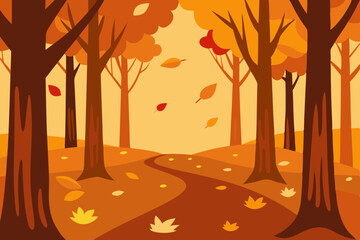 Autumnal Path A Serene Walk Through Golden Woods