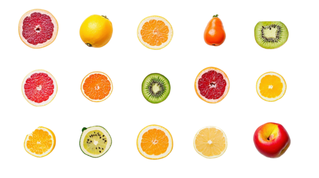 Fresh fruits assortment Transparent background, PNG file