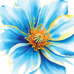 blue flower on a white background