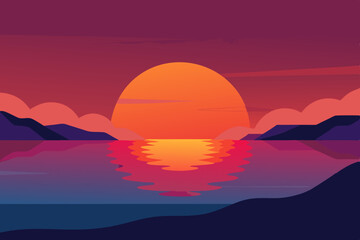 Serene Sunset Vibrant Colors Reflecting on Calm Waters