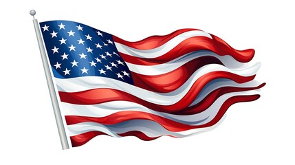 Waving american flag illustration patriotic symbol of united states of america independence day design