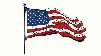 United states of america flag waving vector illustration patriotic symbol independence day memorial day drawing