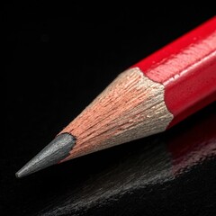 Red gray pencil in high resolution isolated on black background