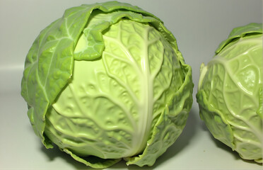 Close - up of Two Fresh Cabbages
