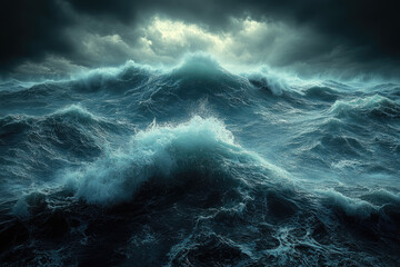 Fototapeta premium Nature's Fury Unfolding Across the Stormy Coastline