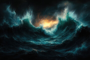 A Violent Ocean Unleashed Beneath Thunderous Skies