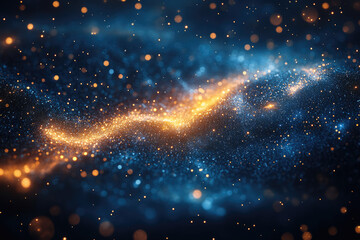 Shimmering Night Sky with Rich Golden Highlights and Deep Blue Tones