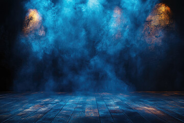 Shadows and Light Against a Dark Blue Backdrop