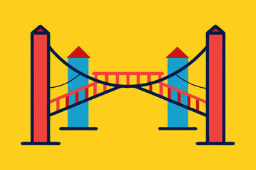 Golden Gate Bridge in red, a graphic illustration of market growth and financial success with an upward arrow