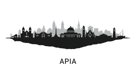 Fototapeta premium Apia Skyline Silhouette with Samoa Capital City.