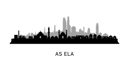Naklejka premium As Ela with Syria Skyline Cityscape Silhouette.