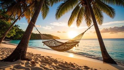 Tropical Beach Hammock Sunset