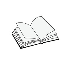 Open book linear illustration with layered turning pages