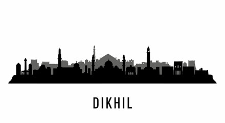 Obraz premium Dikhil Djibouti Skyline Vector Silhouette.