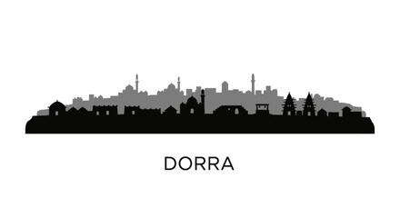 Naklejka premium Dorra Palestine Skyline Silhouette Landmark Vector.