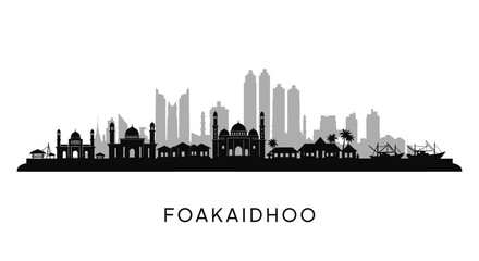 Fototapeta premium Foakaidhoo Skyline with Maldives, Cityscape, and Silhouette.