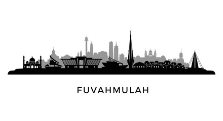 Naklejka premium Fuvahmulah Skyline Maldives with Vector.