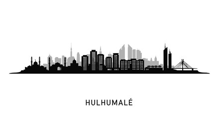 Obraz premium Hulhumale skyline Cityscape silhouette.