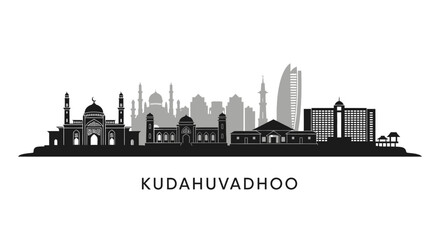Obraz premium Kudahuvadhoo Skyline Maldives Vector.