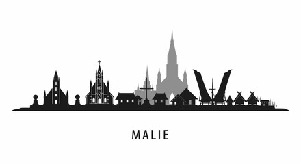 Naklejka premium Malie with Samoa Skyline Silhouette, and Vector.
