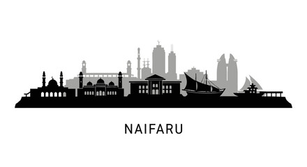 Naklejka premium Naifaru Skyline Vector Silhouette.