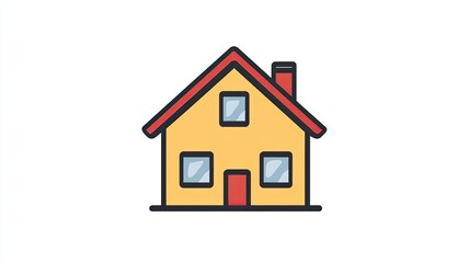 Minimalistic Home Roof Icon Symbolizing Shelter and Protection in Simple Line Art