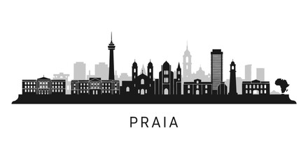 Obraz premium Praia Cape Verde Skyline Black Silhouette.