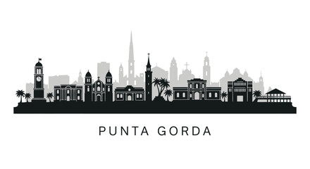 Obraz premium Punta Gorda Skyline Black Silhouette with Vector.