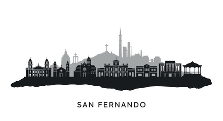 Obraz premium San Fernando City Silhouette with Trinidad Tobago.