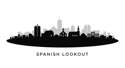 Spanish Lookout with Belize Skyline, and Black Silhouette.