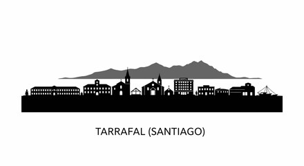 Obraz premium Tarrafal with Santiago City Skyline Silhouette.