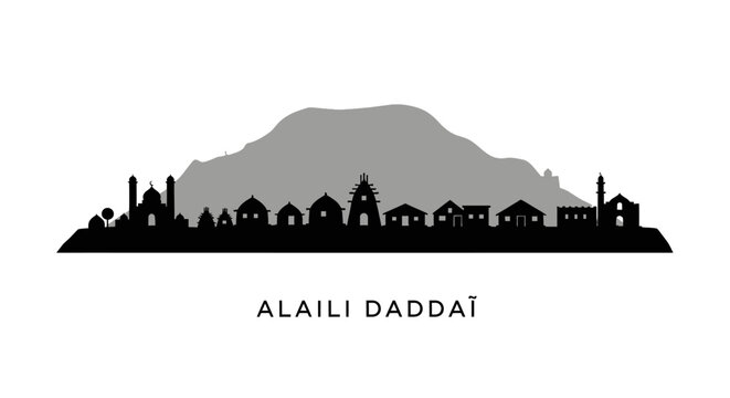Alaili Dadda silhouette with mountain backdrop.