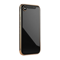 Sleek Modern Smartphone Gold Trim Shiny Black Screen Stylish Phone Design on transparent background