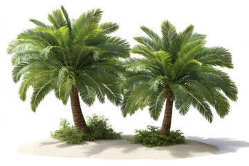 Fototapeta premium Lush Tropical Palm Trees on a Sandy Beach AI-Generated Image