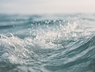 Fototapeta premium Sparkling ocean water creates small waves on sunny day