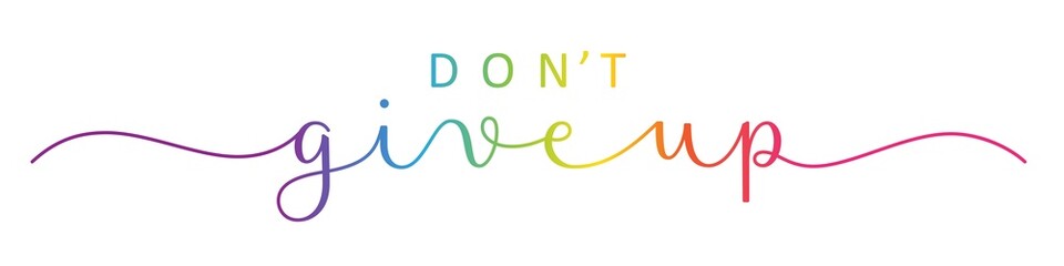 Obraz premium DON'T GIVE UP colorful brush calligraphy banner on transparent background