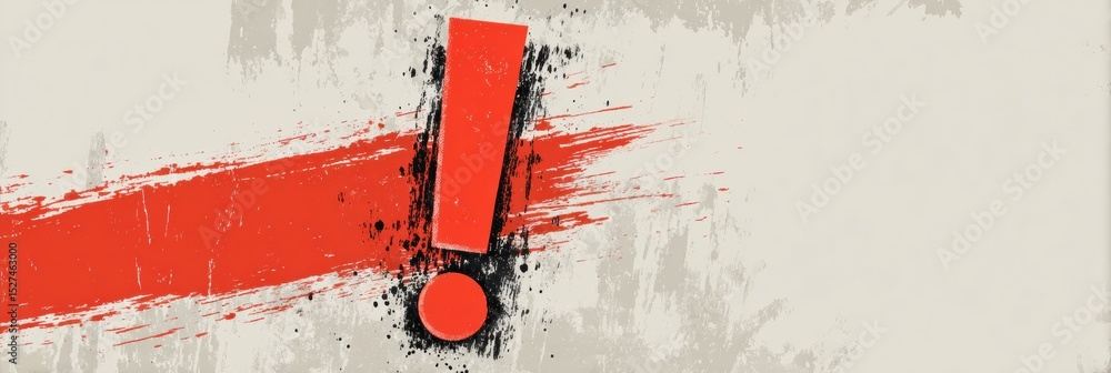 Leinwandbilder Abstract Red Exclamation Mark on Neutral Background Creating Visual Impact With Bold Design Elements and Clear Space for Emphasis