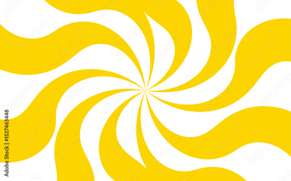 Poster Abstract background with hypnotic swirl pattern bright yellow and white wavy radial lines. Central focal point and spirals outward with fluid, dynamic motion. Flat, vibrant, and suitable for pop-art