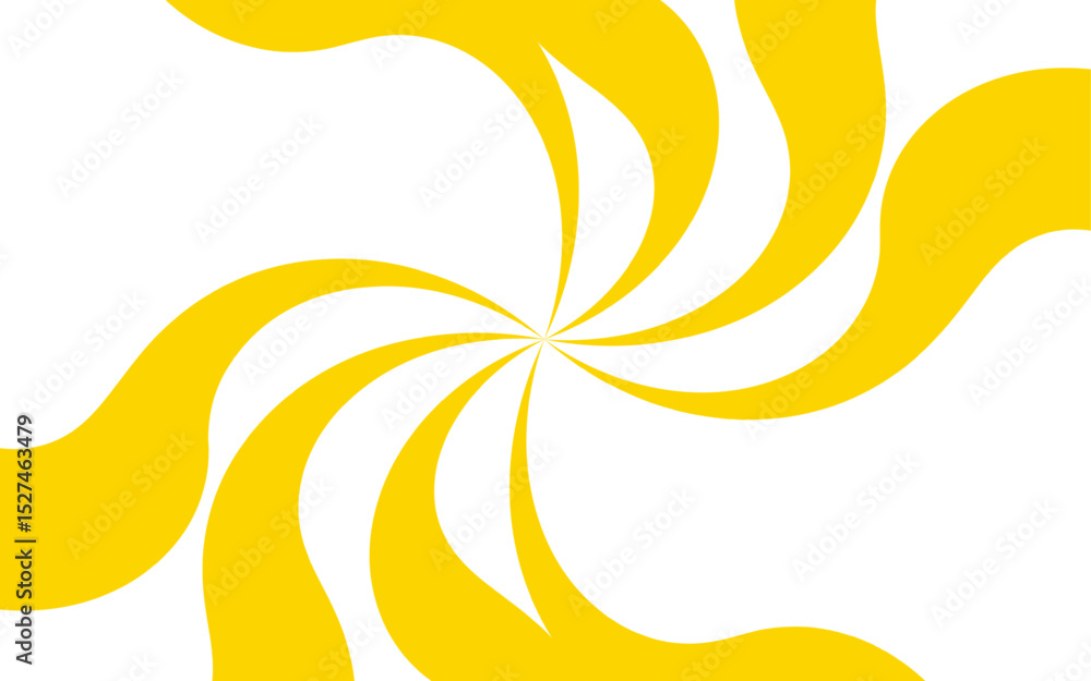 Poster abstract background with hypnotic swirl pattern bright yellow and white wavy radial lines. central f