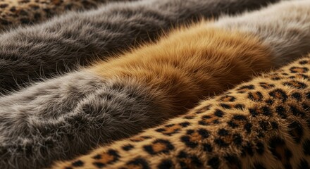 Animal Fur Textures Gray Tan and Spotted, Fashionable Background