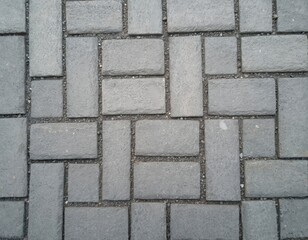 Top view of gray paving slabs, urban street floor stone tile texture background. Rectangle shape, modern architecture, construction material, square block brick pattern.