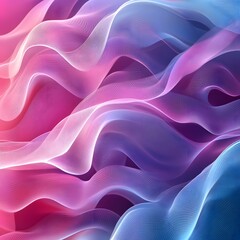 Abstract purple silk fabric with a smooth, shiny texture and soft, flowing waves creates a luxurious decorative backdrop