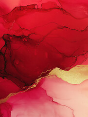 Abstract art with vibrant red and gold hues creates dynamic and luxurious visual. fluid patterns and rich colors evoke sense of movement and elegance, perfect for modern decor