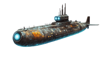 Submerged Vessel In Deep Ocean Digital Illustration