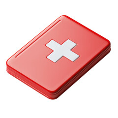 Fototapeta premium Glossy Red First Aid Kit Emergency Medical Supplies Treatment Healthcare on transparent background