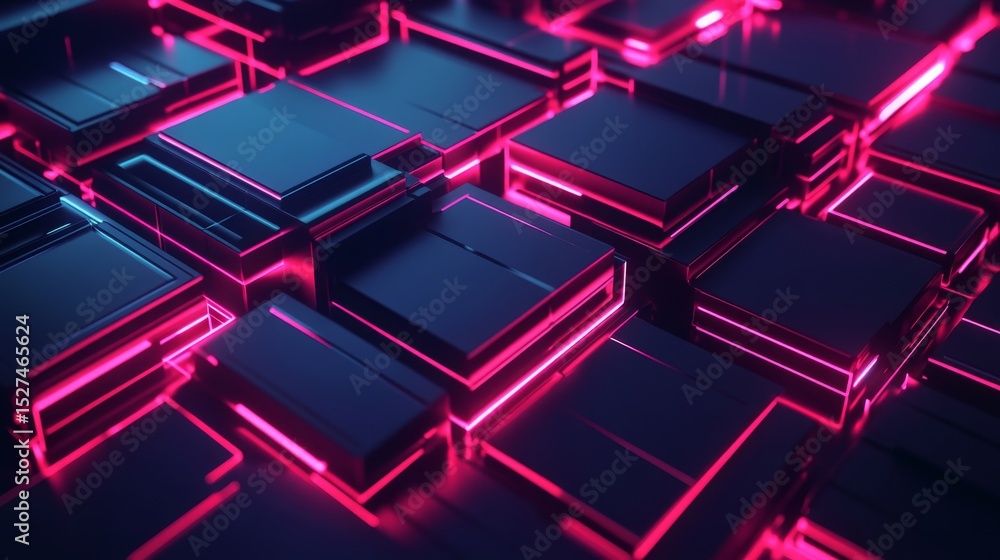 Aufkleber futuristic black tech background featuring geometric 3d structure with layered, extruded shapes and 