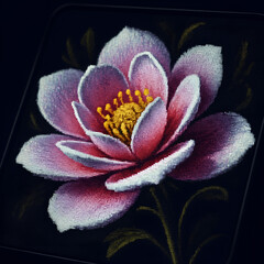 Illuminated Pixel Art Lotus Flower on Dark Background