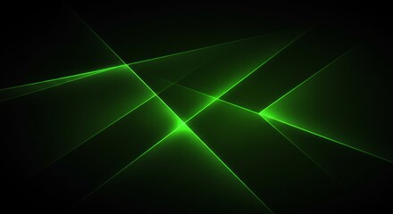 Geometric green neon lines on dark